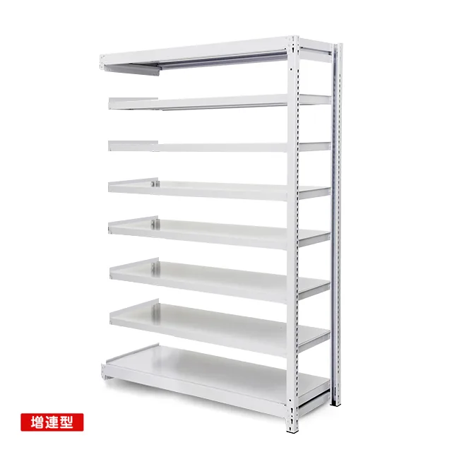200kg/段 中軽量ボルトレス棚 増連型 高さ1200 x 棚板8枚（有効7段）x
