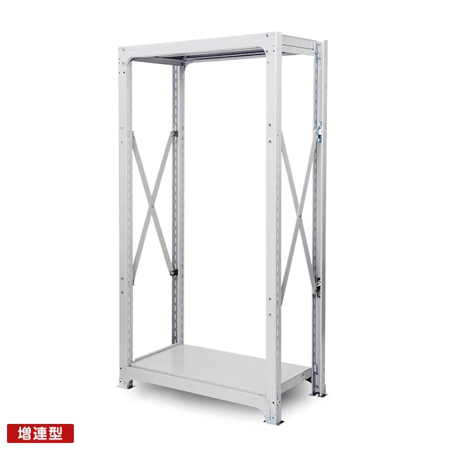 300kg/段 中量ボルト式棚 増連型 高さ1200 x 棚板2枚（有効1段）x 横幅