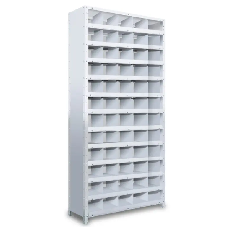 区分棚 横5区画 x 棚板有効12段 高さ1800 x 横幅880 x 奥行300